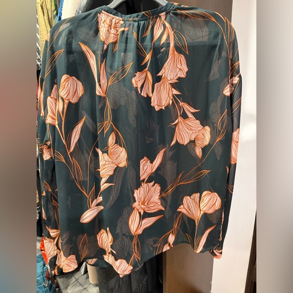 a new day Black green and Orange Floral Blouse - Picture 4 of 4